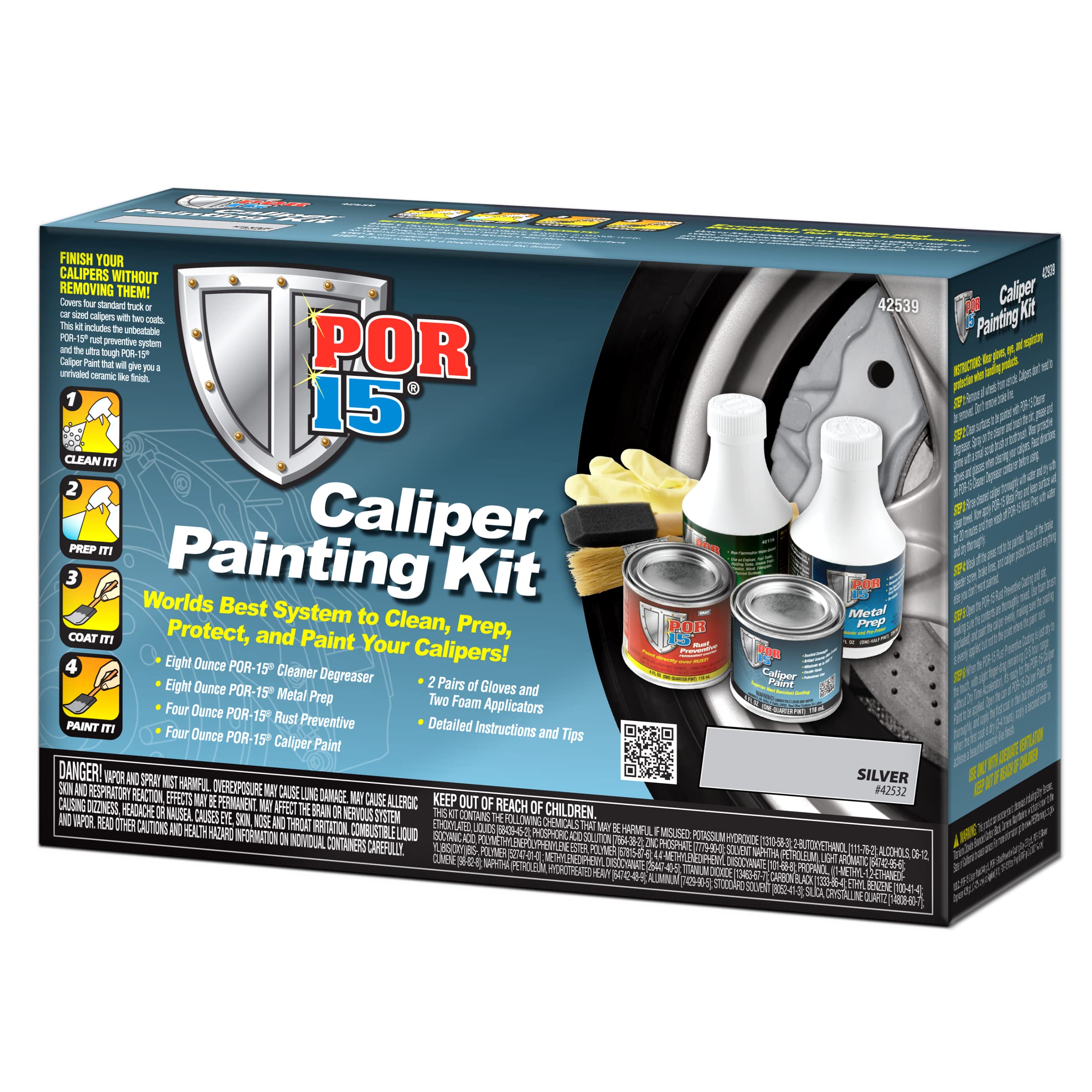 Por-15 Caliper Painting Kit, Clean, Prep And Paint Brake Calipers, Silver