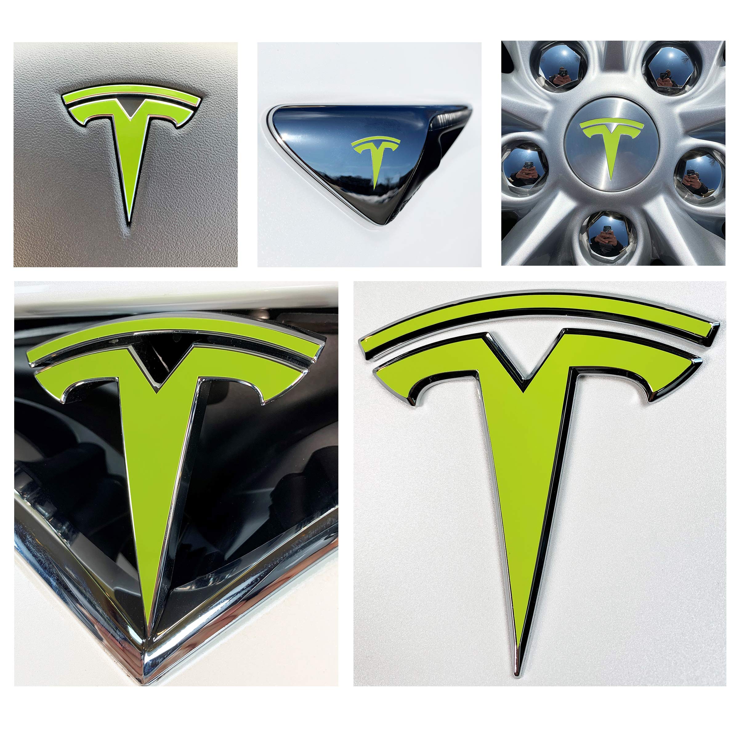 Custom Cut Graphics Logo Decal Wrap For Tesla Model X, 14-Pc Set (Gloss Lime Green)