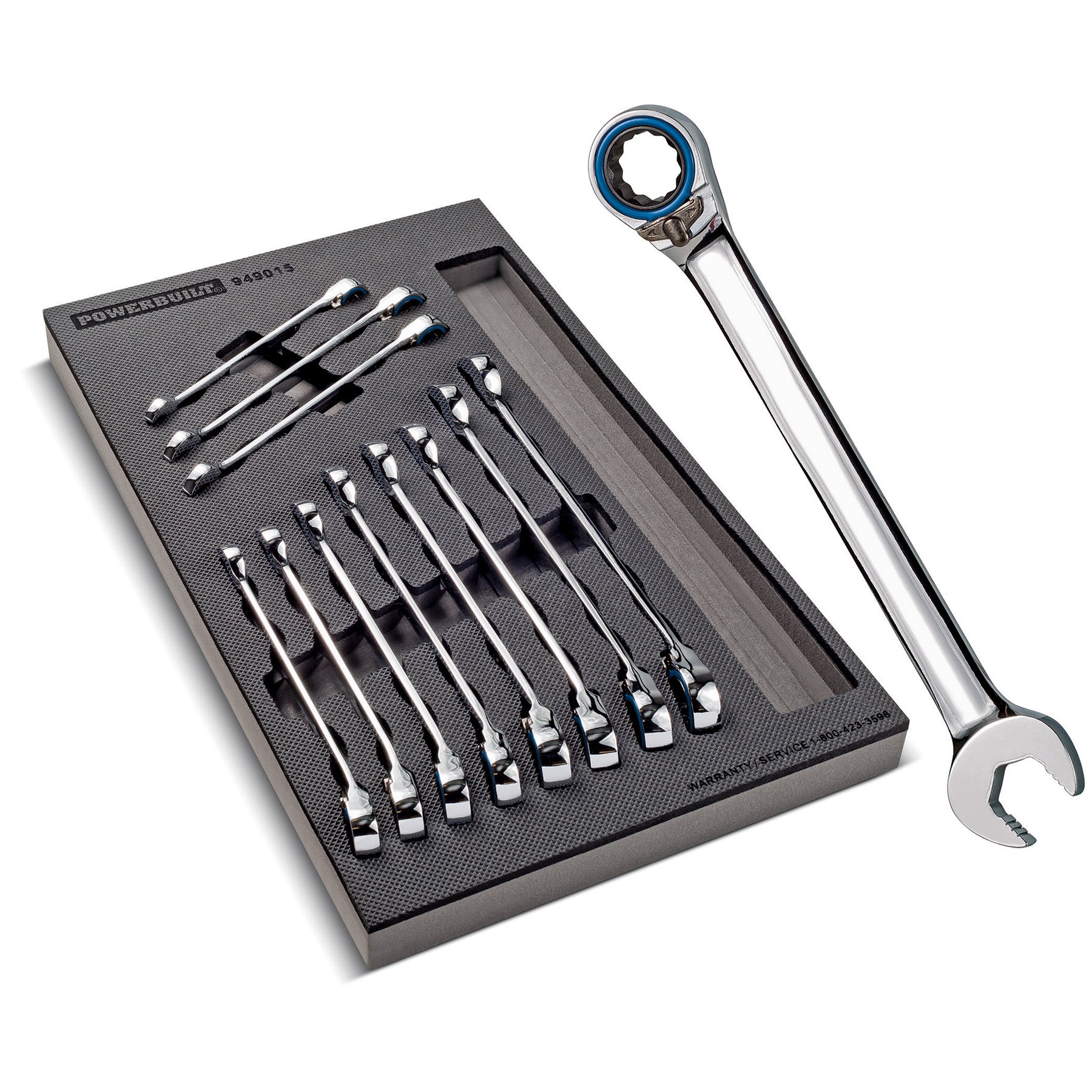 11 Piece Pro Tech SAE Reversible Ratcheting Combination Wrench Set