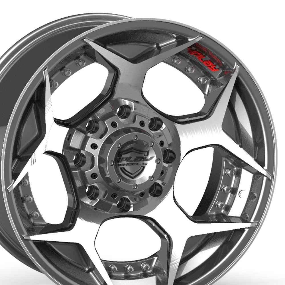 22" 4PLAY Wheel fits Chevy-GMC - 4P50 Brushed Gunmetal Rim 22x10