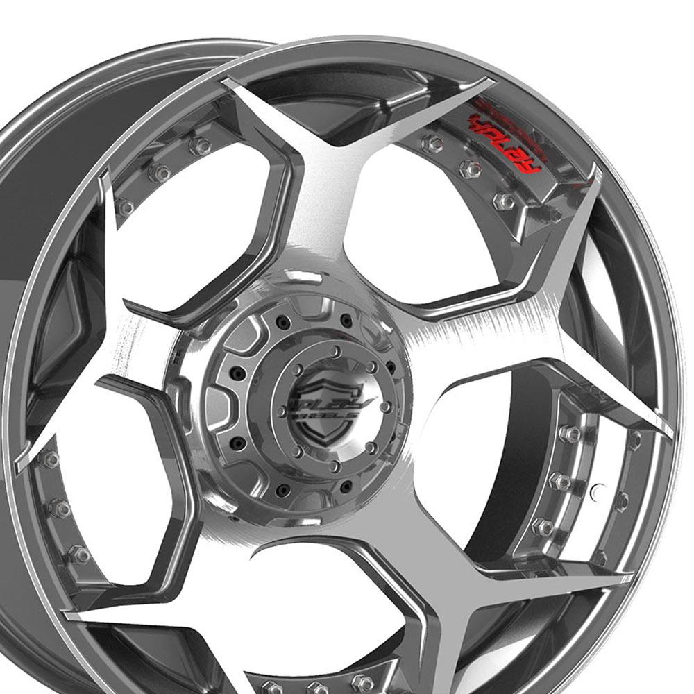 22" 4PLAY Wheel fits GM-Ford-Lincoln-Nissan-Toyota - 4P50 Brushed Gunmetal Rim 22x12