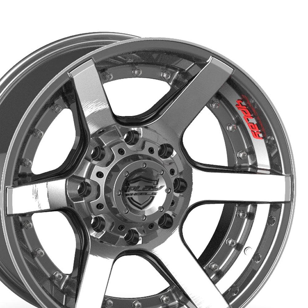 22" 4PLAY Wheel fits GM-Ford-Dodge-Hummer - 4P60 Brushed Gunmetal Rim 22x12