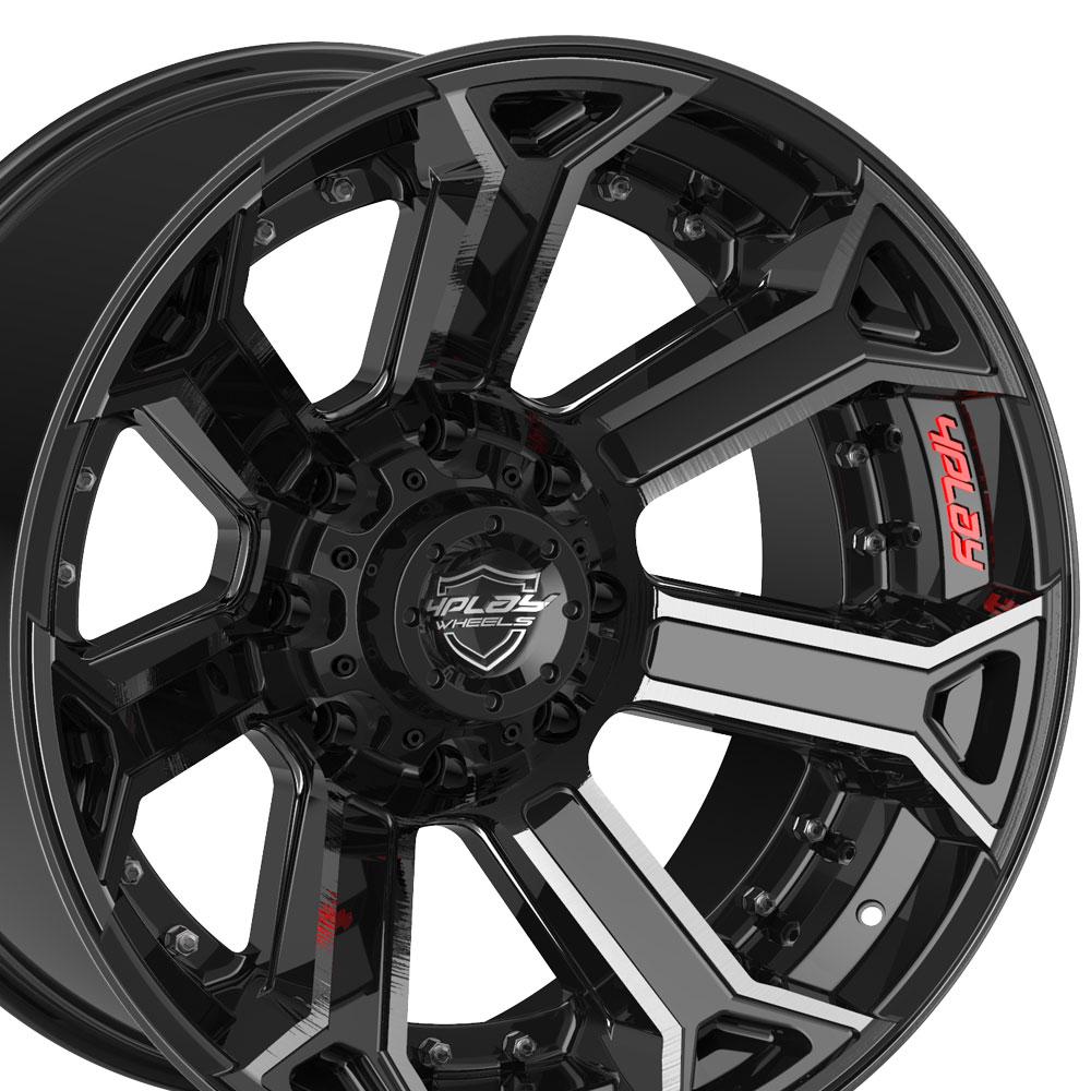 22" 4PLAY Wheel fits GM-Ford-Dodge-Hummer - 4P70 Brushed Black Rim 22x12