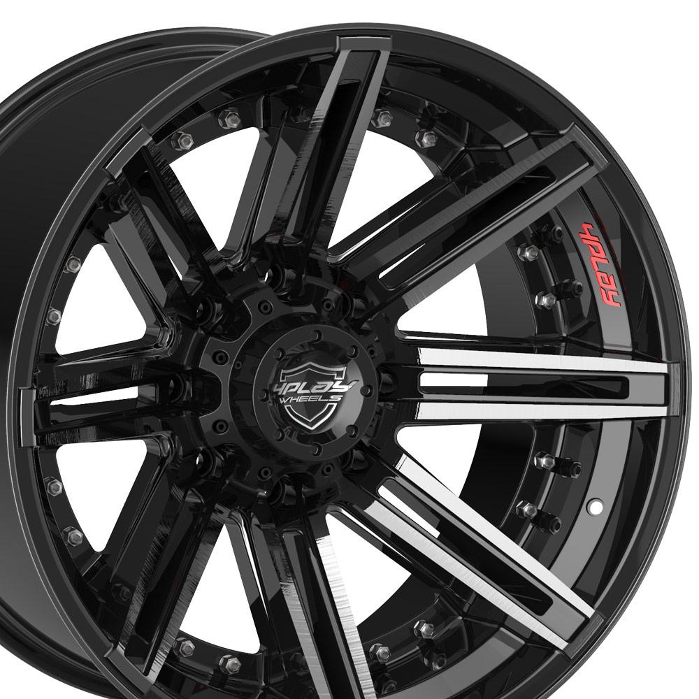 22" 4PLAY Wheel fits Chevy-GMC - 4P08 Brushed Black Rim 22x12