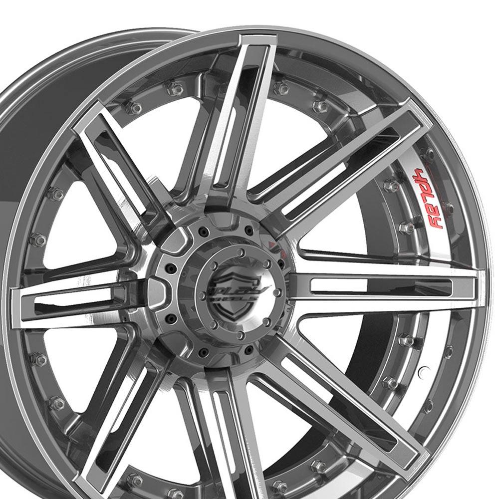 22" 4PLAY Wheel fits GM-Ford-Lincoln-Nissan-Toyota - 4P08 Brushed Gunmetal Rim 22x10