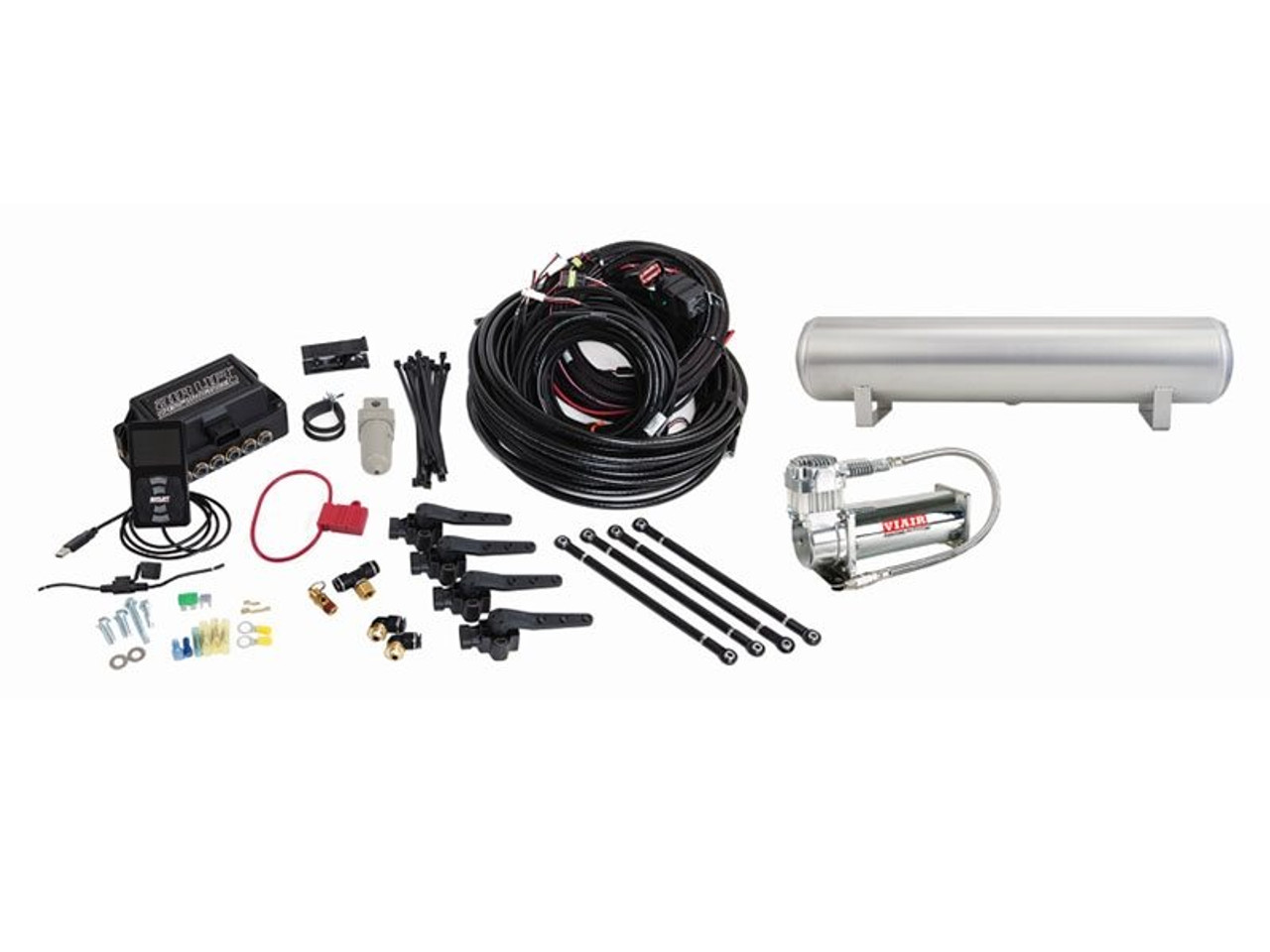 Air Lift Performance 3H 1/4" Line, w/ Compressor, 4 Gallon 5-Port Raw Aluminum Tank :: 2010-2024 Camaro