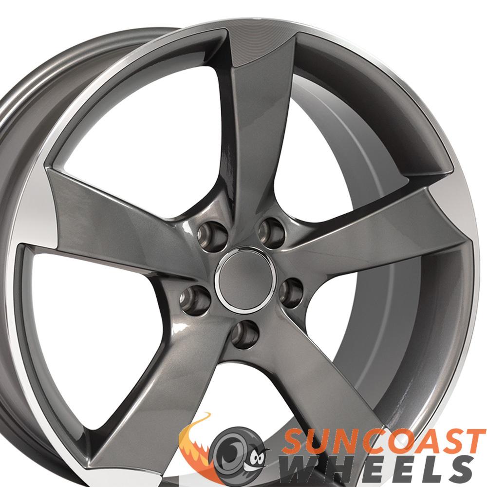 19" Fits Audi - S4 Style Rotor Wheels  - Gunmetal with a Mach'd Face 19x8.5