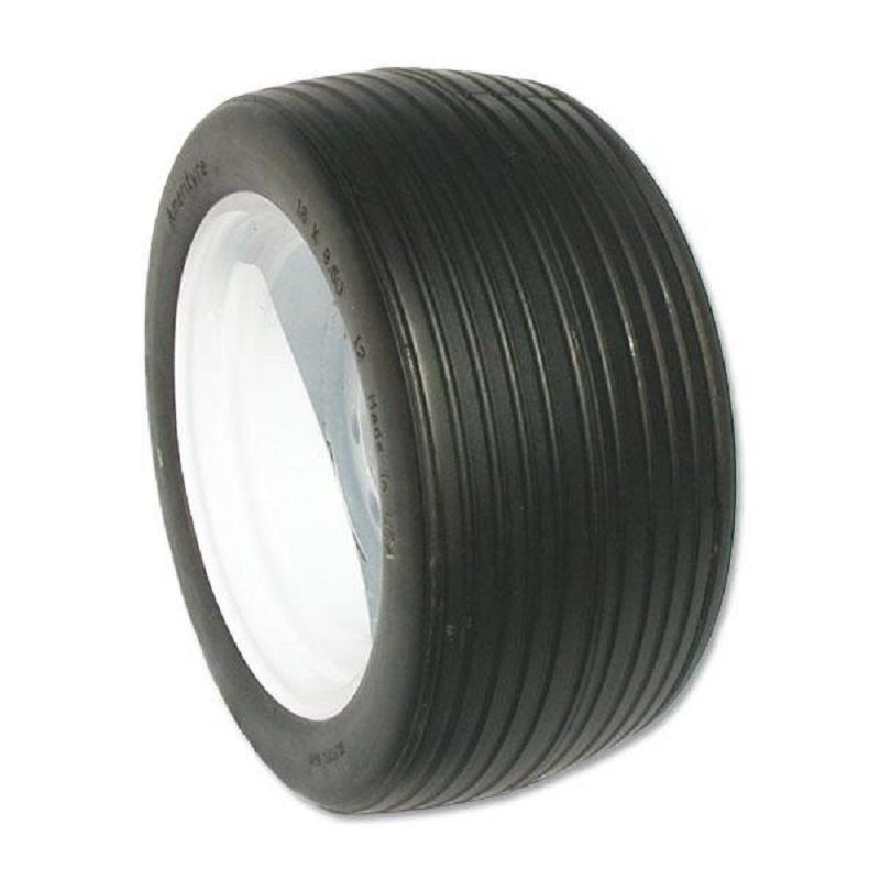 Amerityre Ribbed Wheel/Tire Assembly 18-8.50-12 4/4 White Solid Flat Free Golf Cart Tire