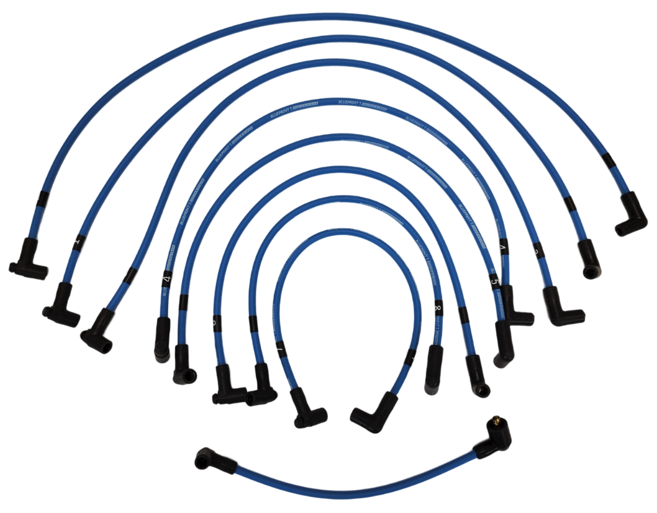 8.65mm Classic BluePrint Blue- Assembled Spark Plug Wire Set - 90° Boots - GM SB Compatible