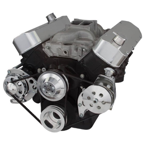 GM BB Standard Deck Compatible Front Accessory Drive - V-Belt with Alternator | Power Steering | Water Pump | Brackets and Bolts