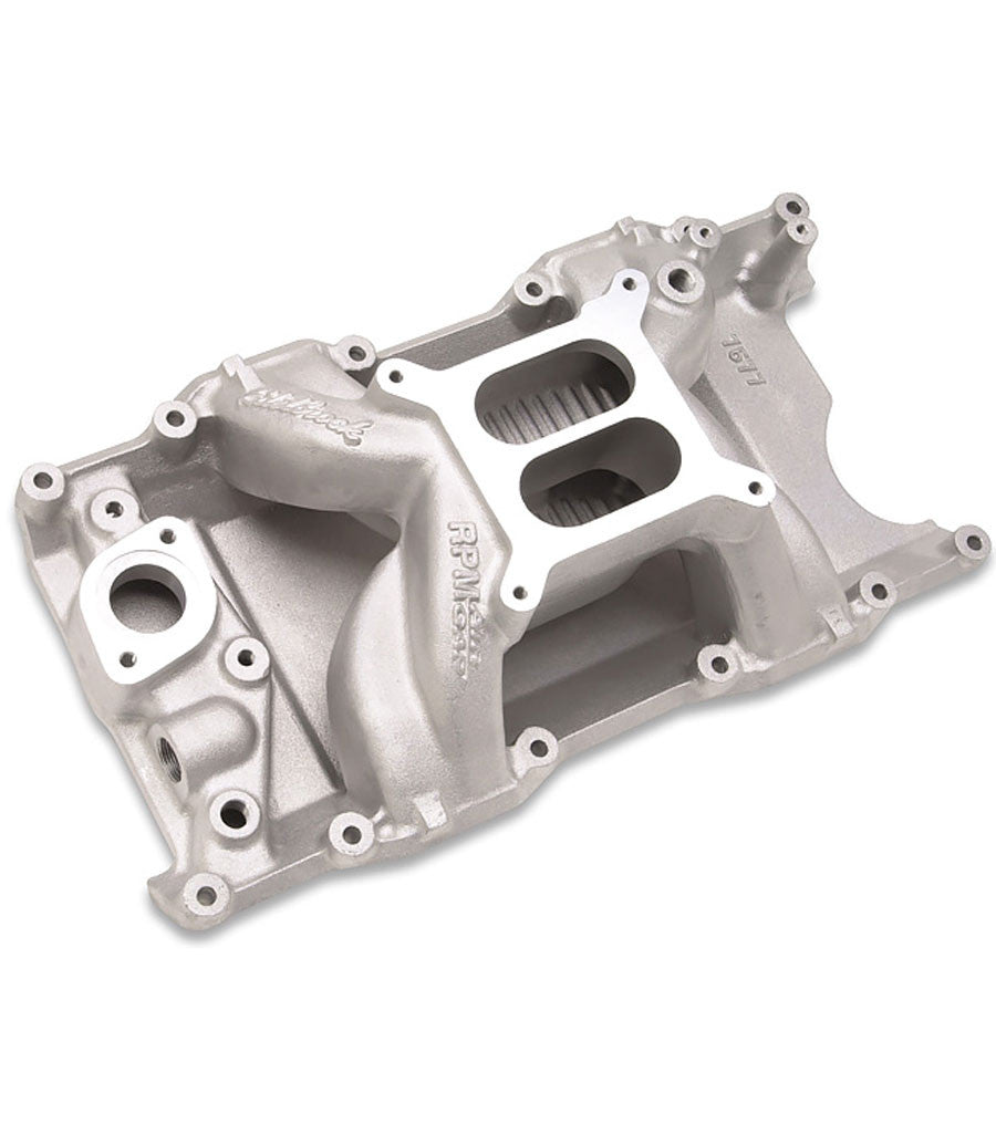 Edelbrock Performer Air-Gap Dual Plane Aluminum Magnum Intake Manifold Kit 7577 - Chrysler SB Compatible - Natural
