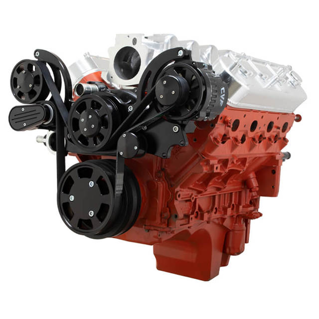 GM LS Compatible Front Accessory Drive - Full Serpentine with Alternator | AC | Water Pump | Brackets and Bolts