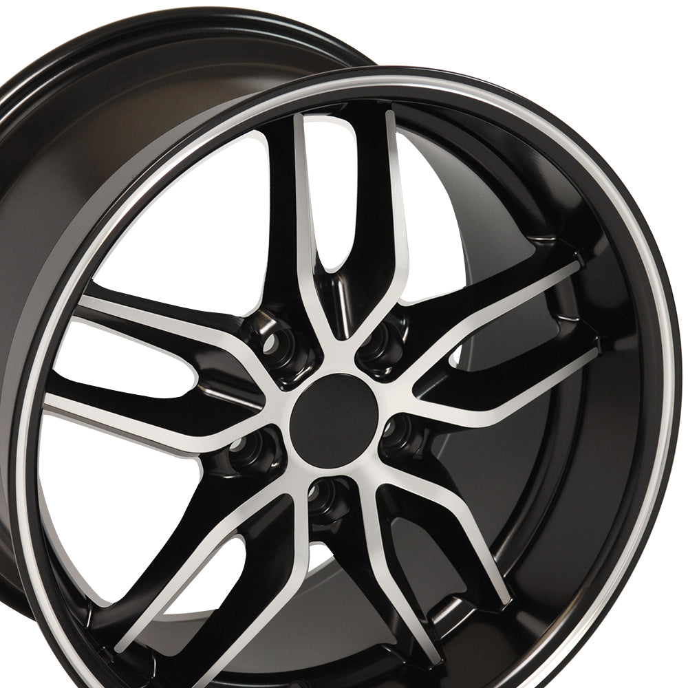 17" Fits Chevrolet - Corvette Stingray Style Wheel - Satin Black with a Mach'd Face 17x9.5