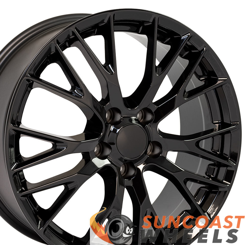 19" Fits Corvette Wheel - C7 Z06 Rim Style - CV22 19x8.5 Black Corvette Rim Flow Forged