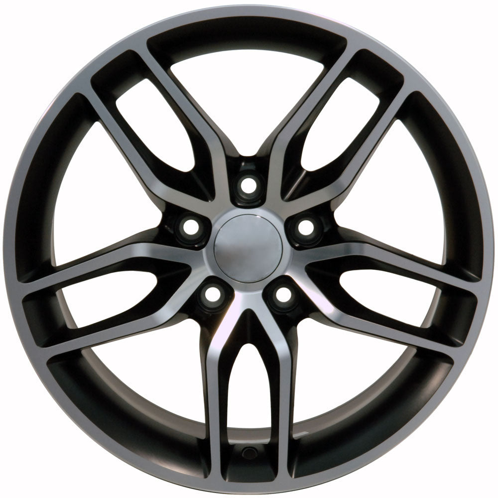 18" fits Chevrolet - C7 Stingray Wheel - Satin-Black-Machined 18x8.5