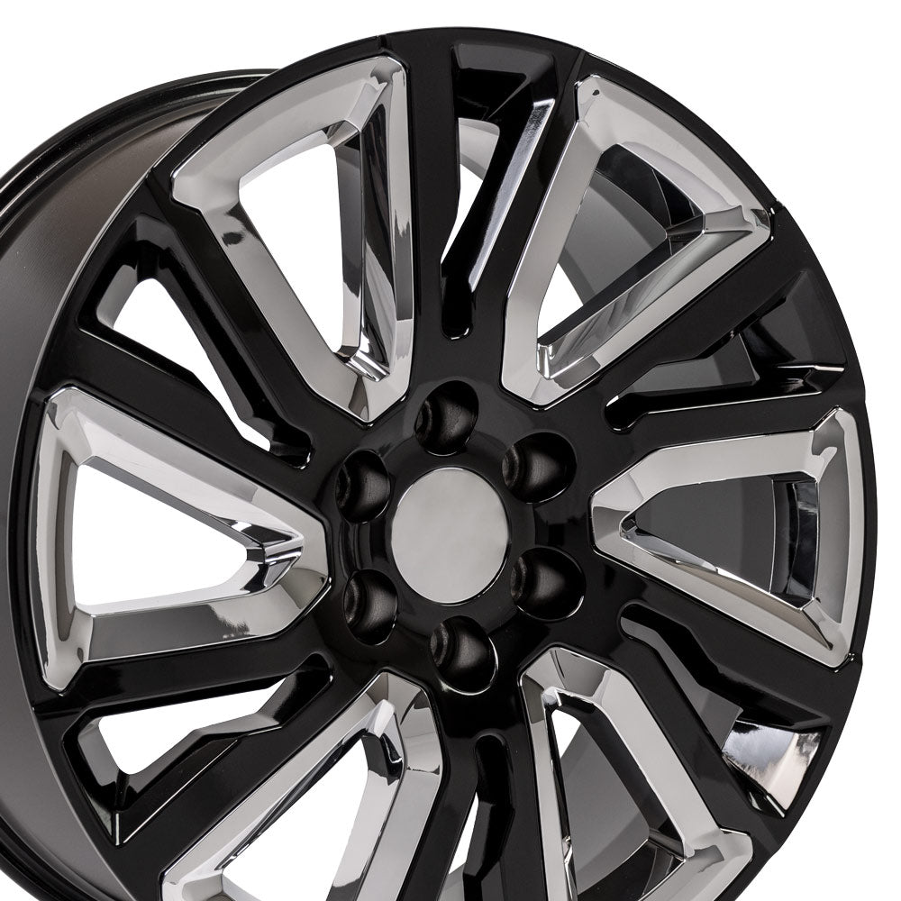 22" Black with Chrome Insert Rims fit GMC Sierra 1500 22x9