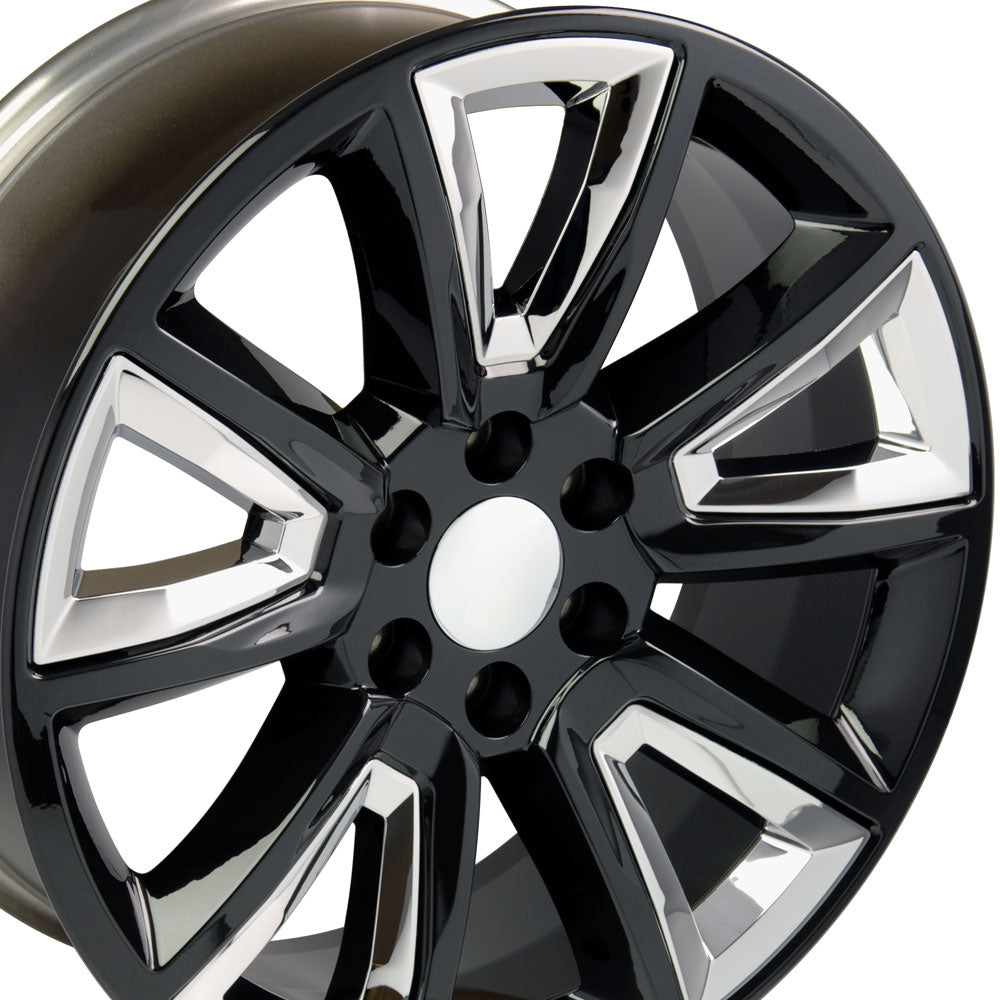 20" Fits Chevrolet - Tahoe Style Wheel - Black with Chrome Inserts 20x8.5