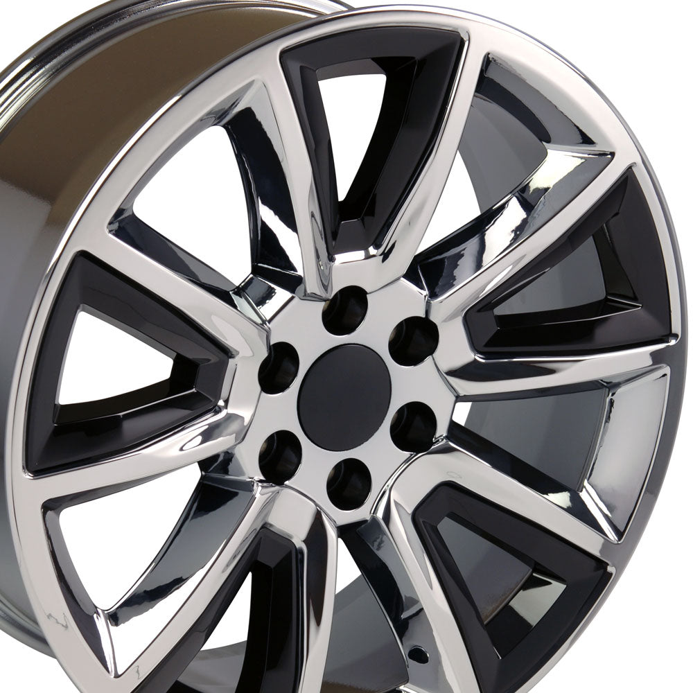 20" Fits Chevrolet - Tahoe Style Wheel - Chrome with Black Inserts 20x8.5