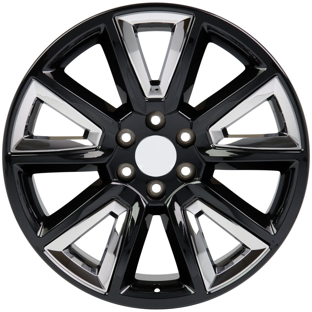 22" fits Chevrolet - Tahoe Wheel - Black with Chrome Inserts 22x9