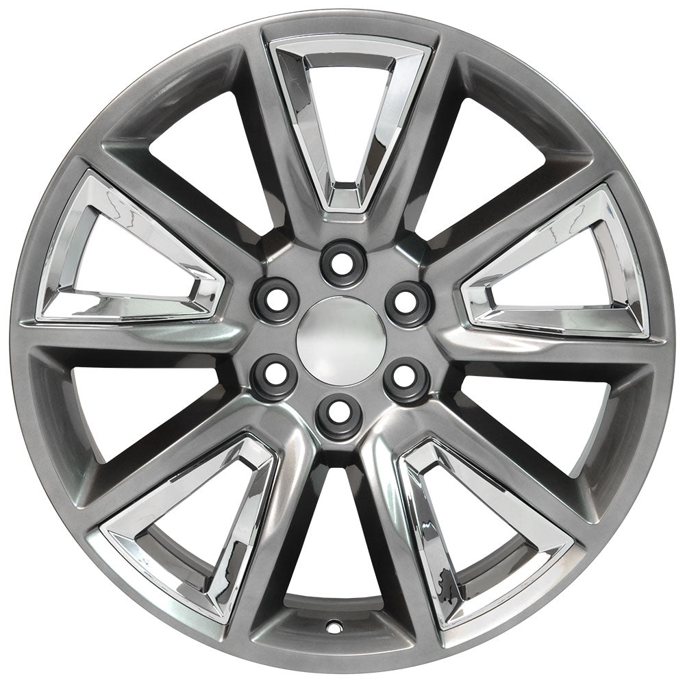 22" fits Chevrolet - Tahoe  Wheel - Hyper Black with Chrome Inserts 22x9