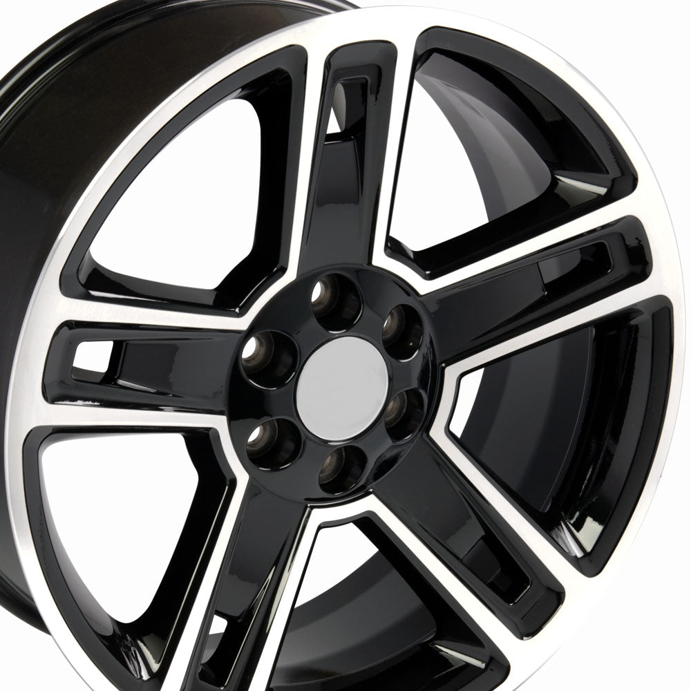 22" Fits Chevrolet - Silverado Style Wheel - Black Machined Face 22x9