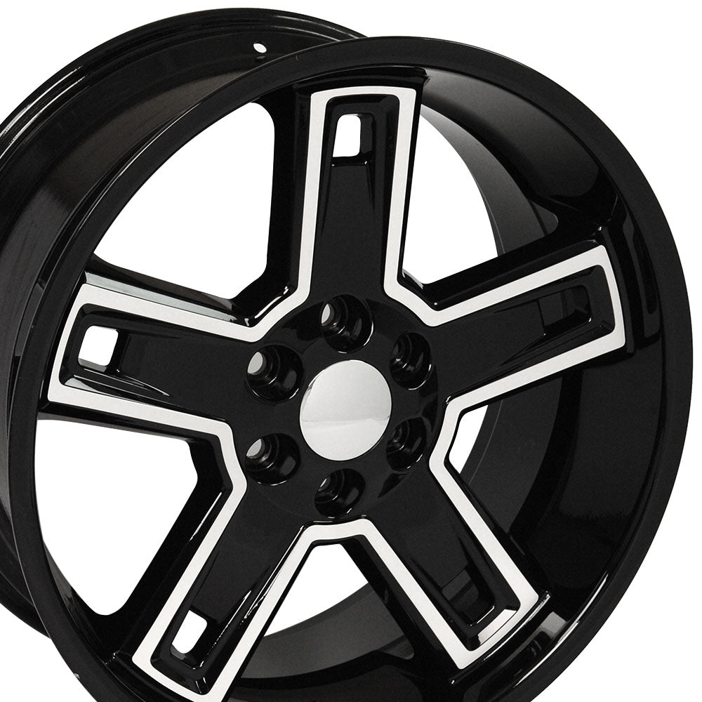 22" Fits Chevrolet - Silverado Deep Dish Wheel - Black Machined Face 22x9.5