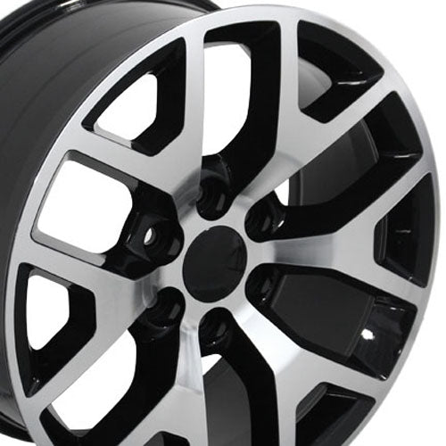 22" Fits GMC - Sierra 15 Style Wheel - Black Mach'd Face 22x9