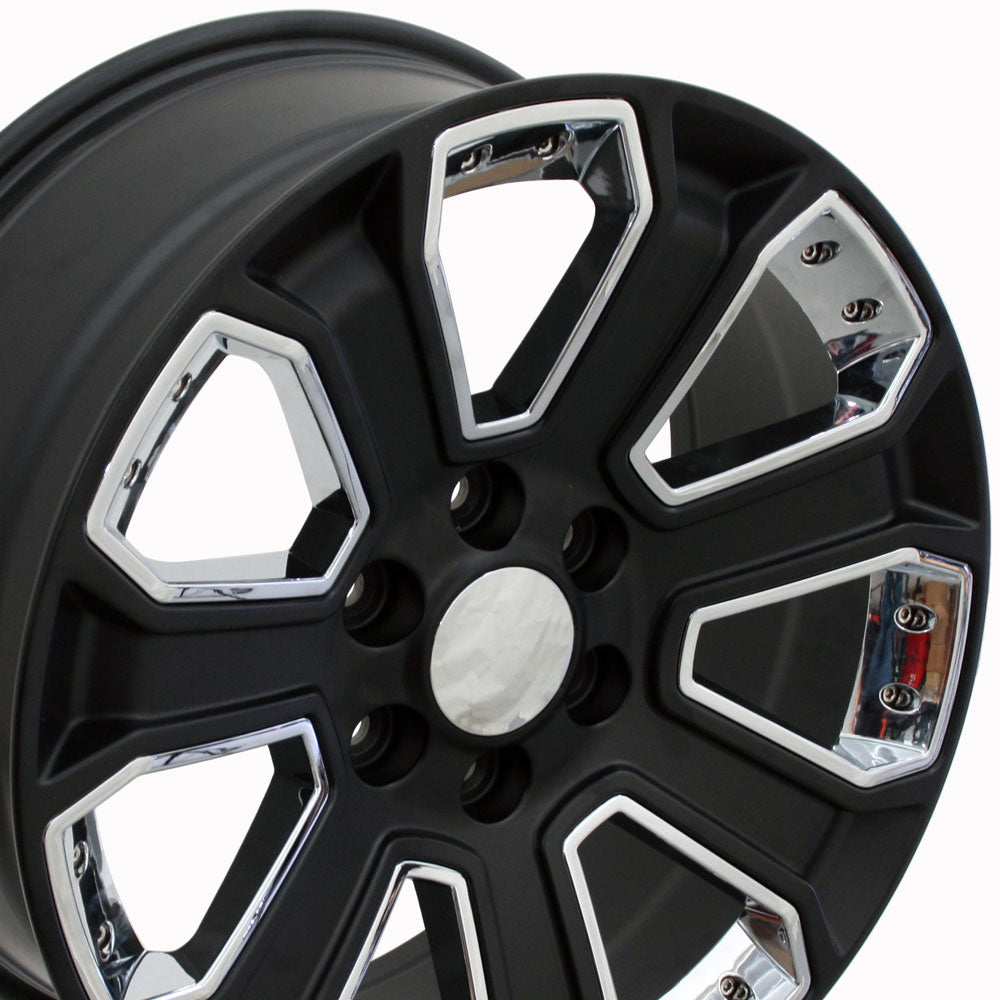 20" Fits Chevrolet - Silverado Style Wheel - Satin Black with Chrome Inserts 2x8.5