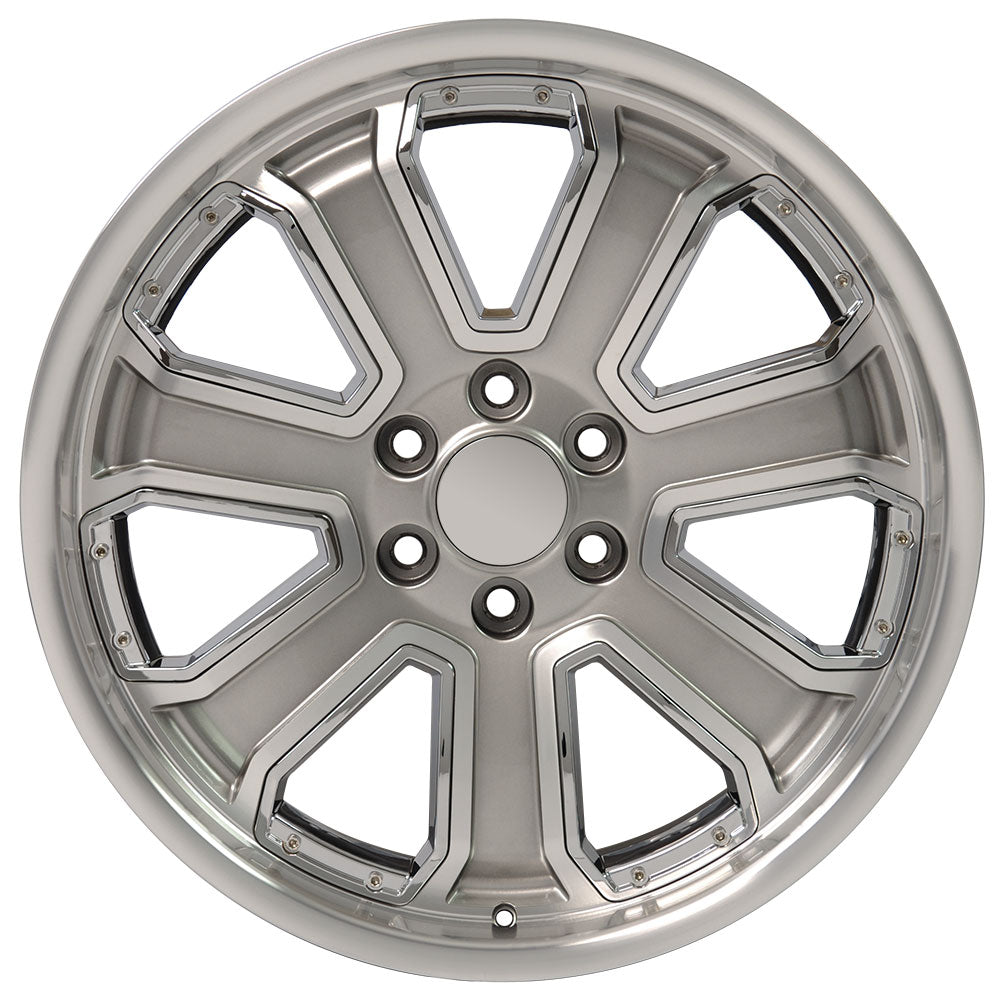 22" fits Chevrolet - Silverado Deep Dish Wheel - Hyper Black Machined Face with Chrome Inserts 22x9.5