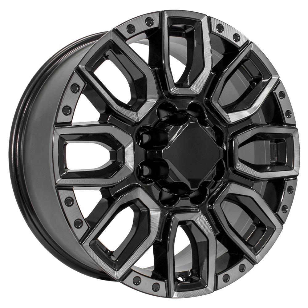 20" Wheel fits GMC Sierra 2500/3500 - CV97B Black Milled Edge with Tinted Clear 20x8.5