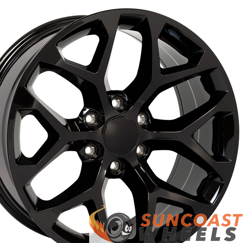 20"  Silverado Rim Snowflake Wheel CV98 20x9 Black Silverado Wheel