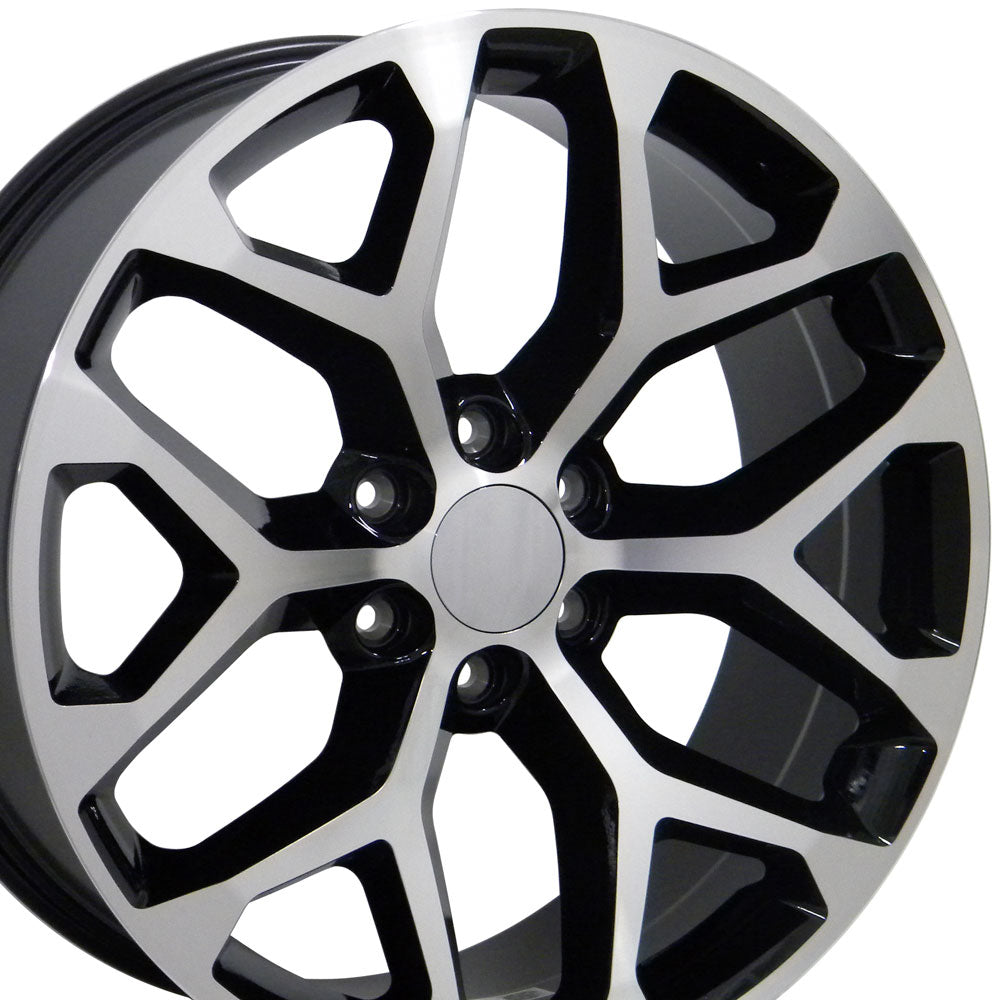 20" Fits GMC - Sierra Style Snowflake Wheel - Black Mach'd Face 20x9