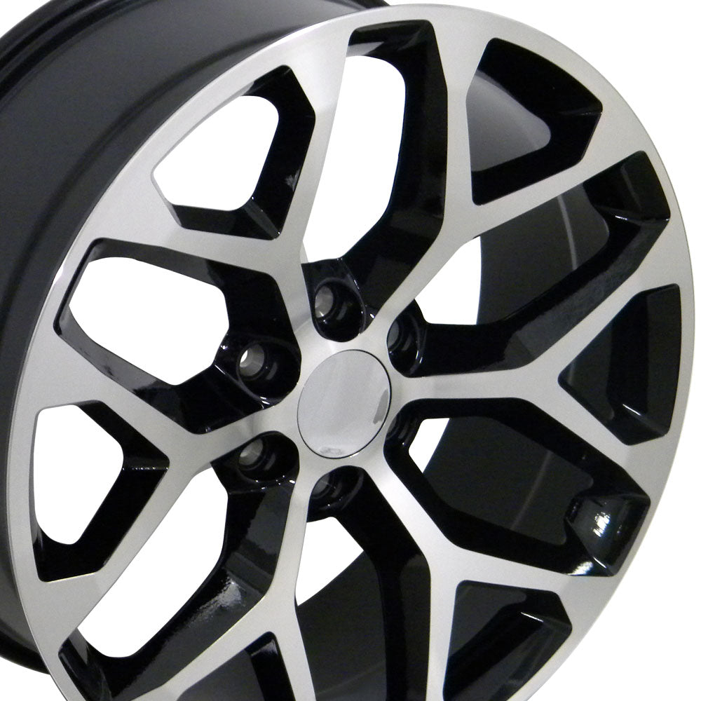 22" Fits GMC - Sierra Style Snowflake Wheel - Black Mach'd Face 22x9