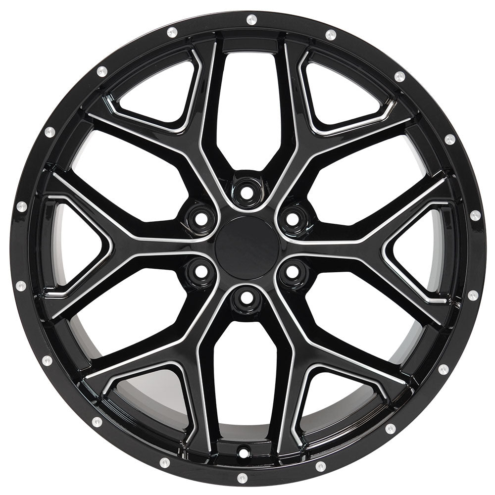22" fits Chevrolet - Deep Dish Silverado Wheel - Black with Milled Edges 22x9.5