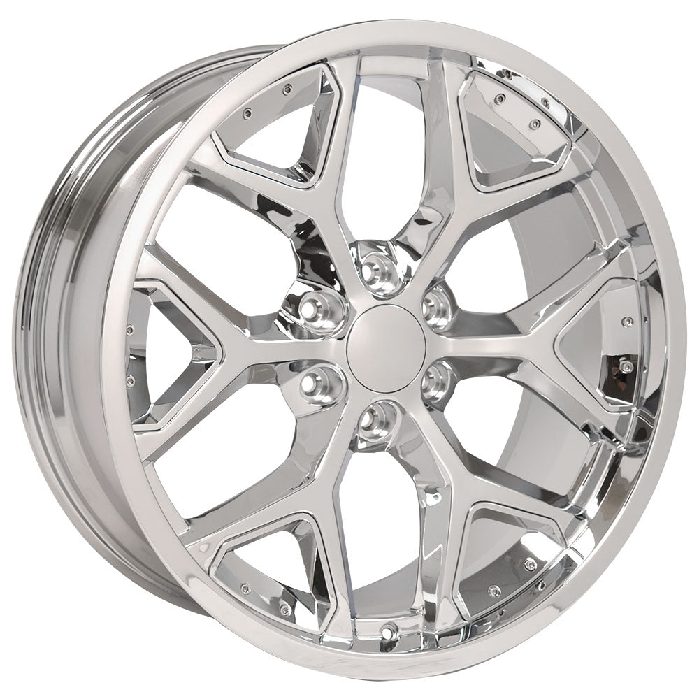 22" fits Chevrolet - Deep Dish Silverado Wheel - Chrome with Chrome Inserts 22x9.5