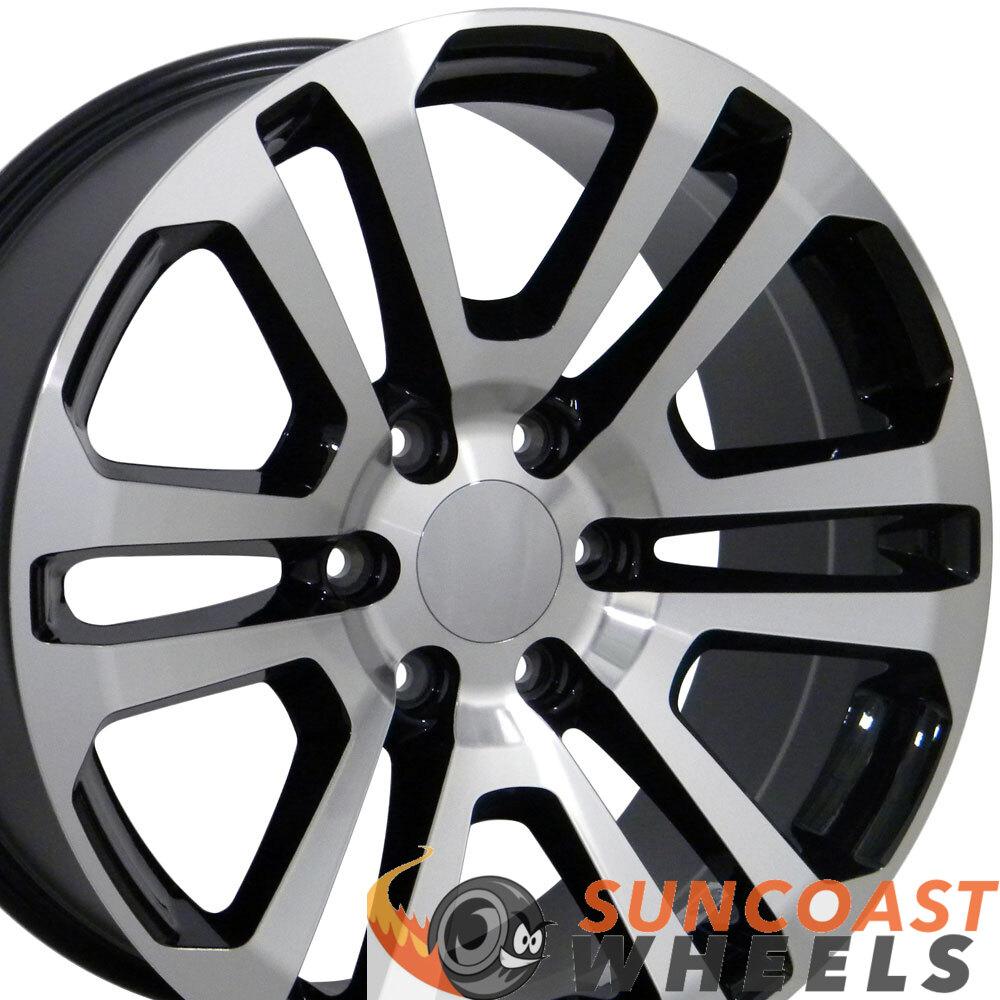 22" Rim Fits Sierra CV99 22x9 Black Machined GMC Wheel