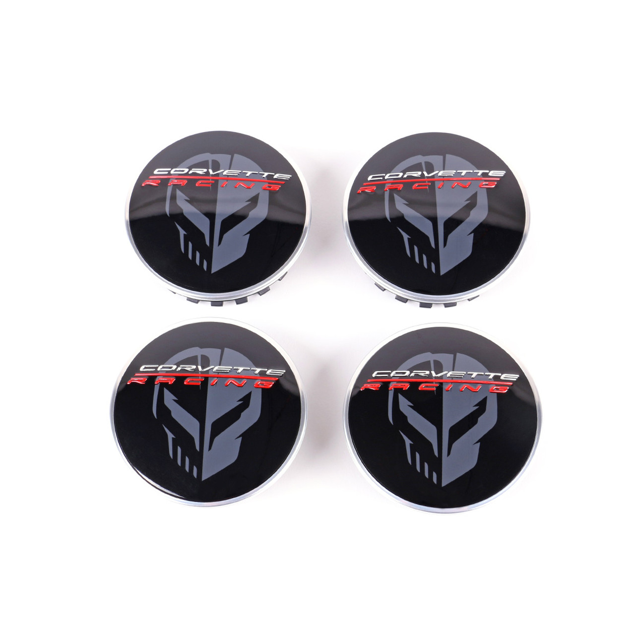 Chevrolet Center Caps w/ Jake Logo, Black, Set of 4 :: 2005-2025 Corvette