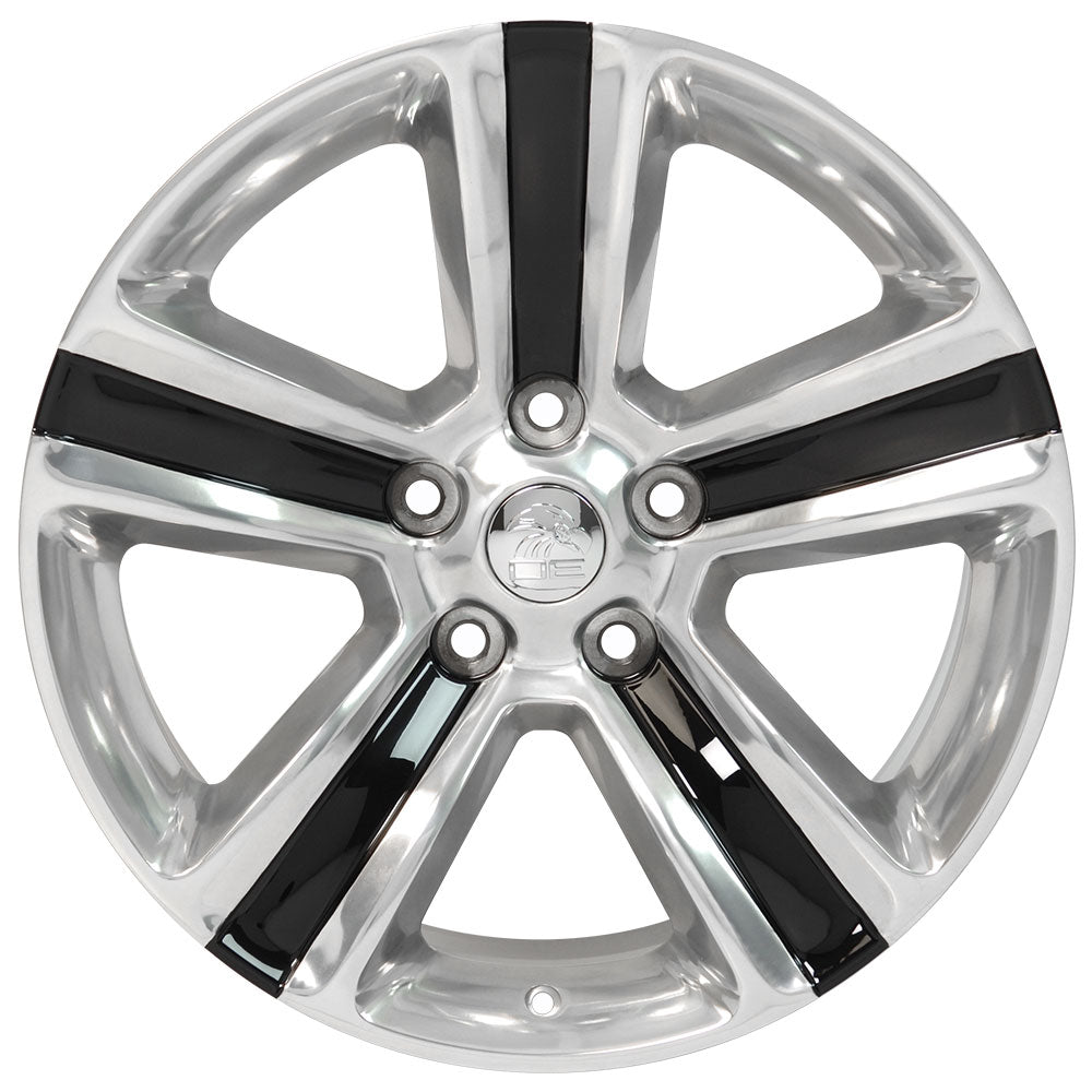 20" Fits Dodge - Ram 15 Style Wheel - Polished w/ black inlay 2x9