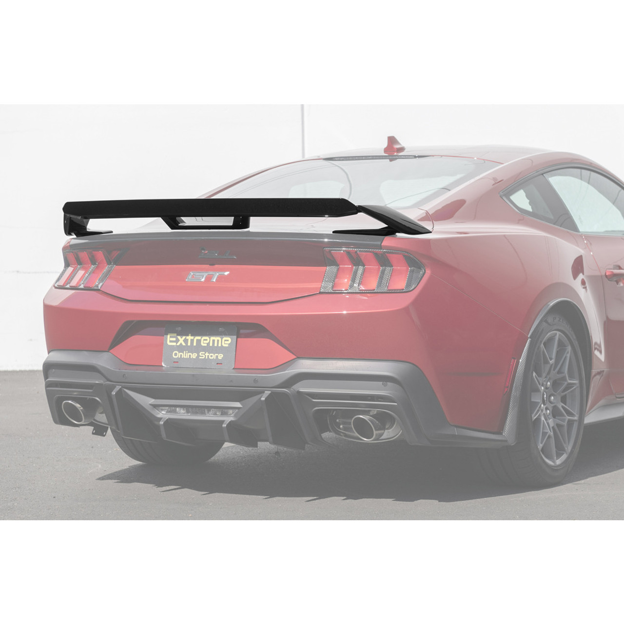 EOS GT Style Gloss Black Rear Spoiler w/ Carbon Fiber Wickerbill :: 2024-2025 Ford Mustang