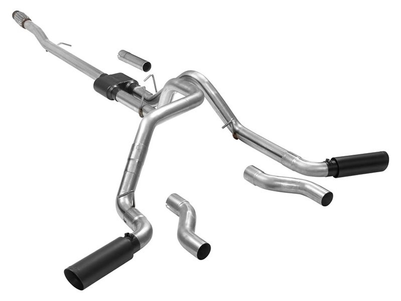 Flowmaster 3" Outlaw Cat-Back Dual Exhaust System w/ Dual Side or Rear Exit, 4" Black Tips :: 2019-2025 Silverado & GMC Sierra 1500 5.3L