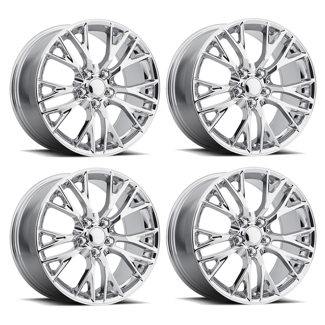 FR 22 Z06 Replica Wheel Set, Chrome, 19x10 & 20x12 :: 2006-2019 Corvette ZR1, Z06 & Grand Sport