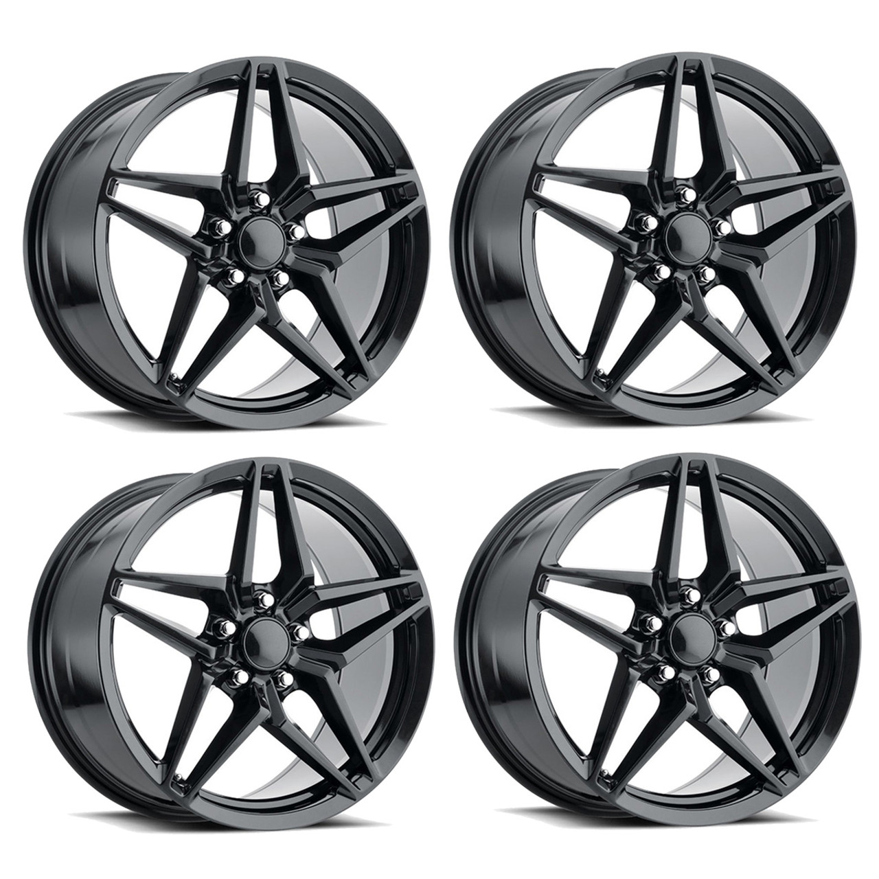 FR 29 C7 ZR1 Replica Wheel Set, Carbon Black, 18x8.5 & 19x10 :: 2005-2019 Corvette Stingray