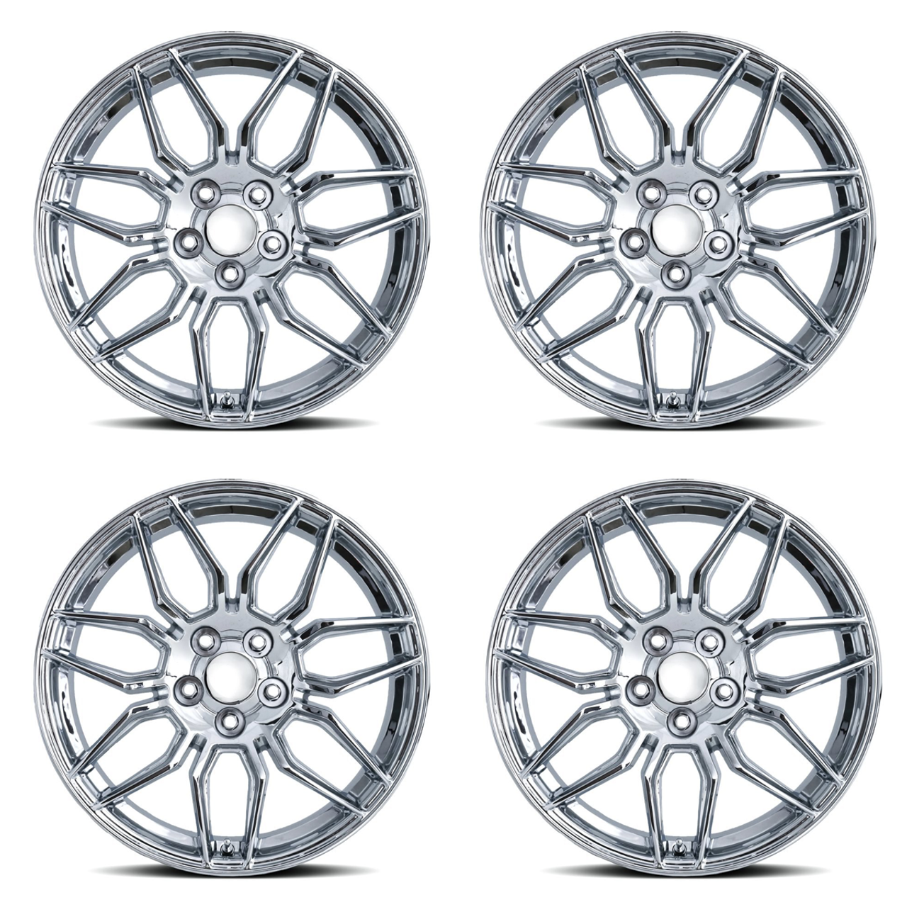 FR 401F C8 Z06 Replica Wheel Set, Chrome, 19x8.5 & 20x10 :: 2005-2019 Corvette Stingray