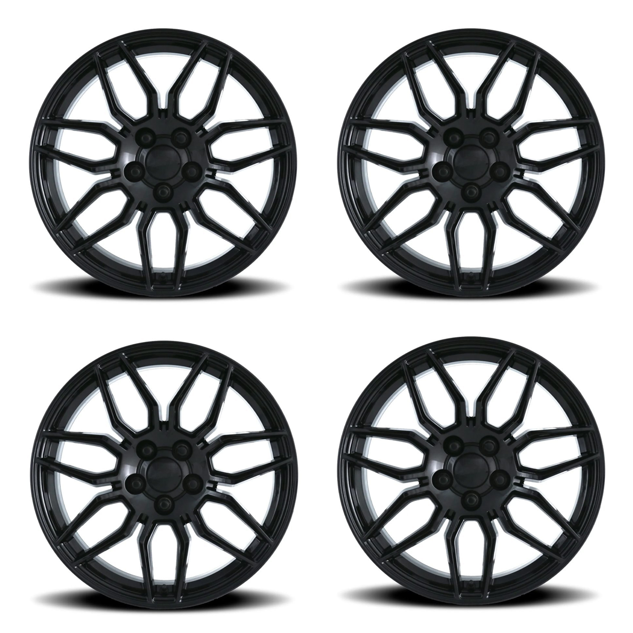 FR 401F C8 Z06 Replica Wheel Set, Gloss Black, 19x8.5 & 20x10 :: 2005-2019 Corvette Stingray