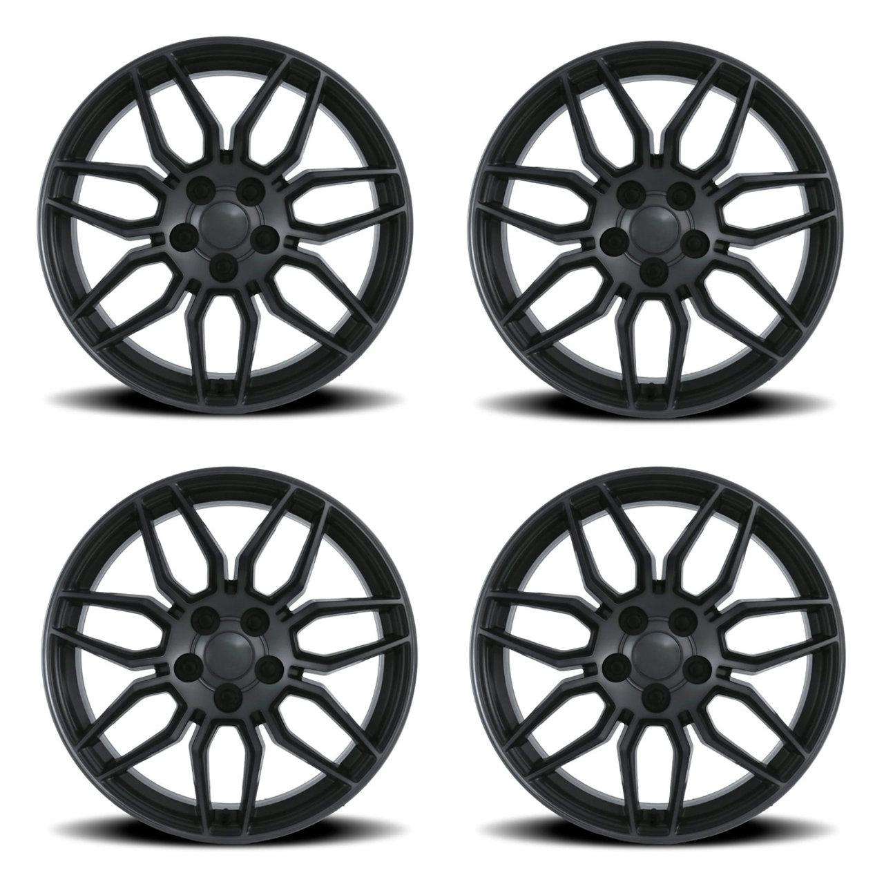FR 401F C8 Z06 Replica Wheel Set, Titanium Machined Face w/Dark Clear Coat, 19x8.5 & 20x10 :: 2005-2019 Corvette Stingray