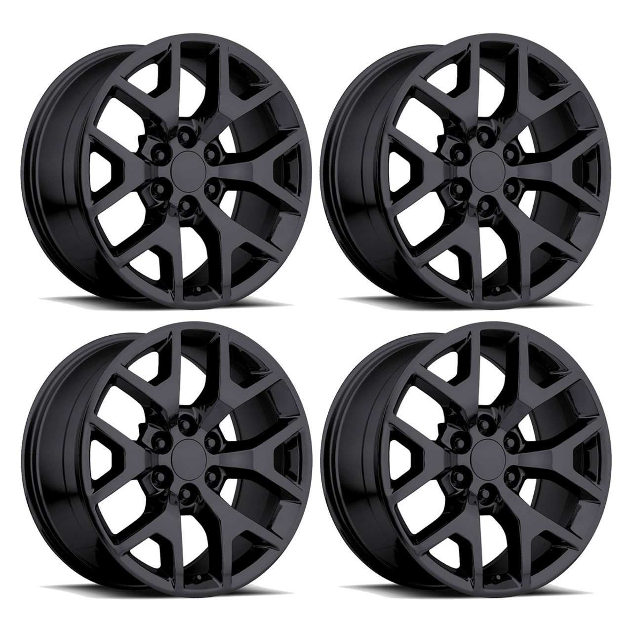 FR 44 Honeycomb Replica Wheel Set, Gloss Black, 20x9 :: 2014-2025 Silverado & GMC Sierra 1500