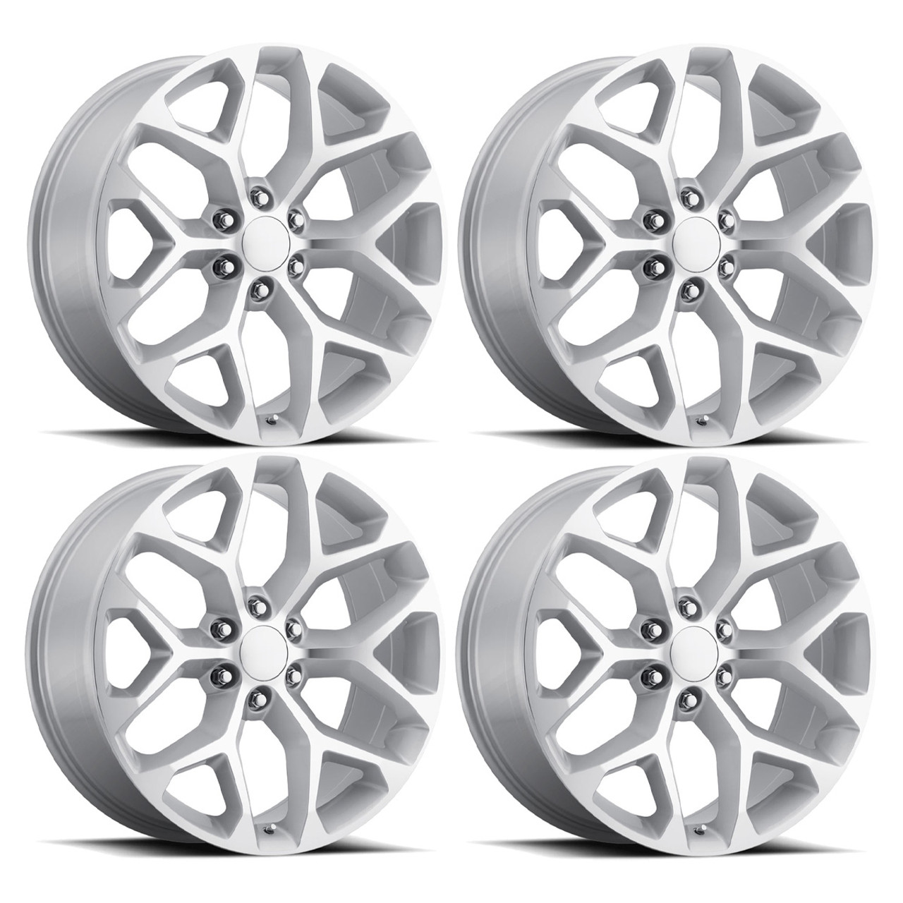 FR 59 Snowflake Replica Wheel Set, Silver Machine Face, 20x9 :: 2014-2025 Silverado & GMC Sierra 1500