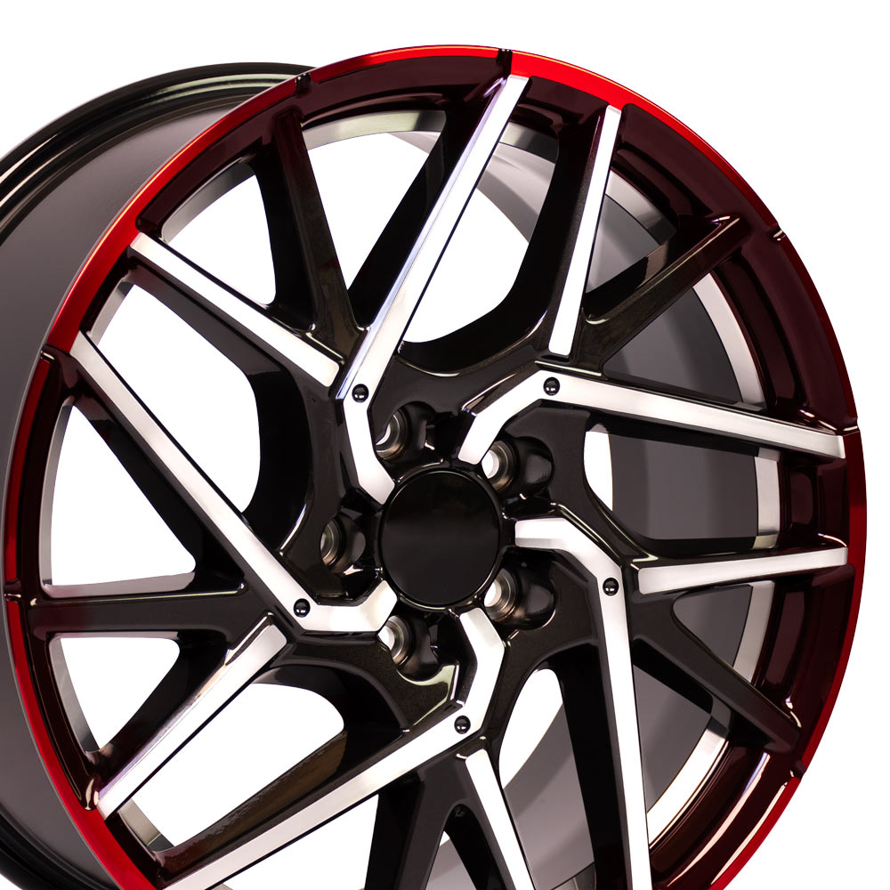18" Rim Fits Honda Civic Style 18x8 Gunmetal Mach'd w/Red Gradient Hollander 64107