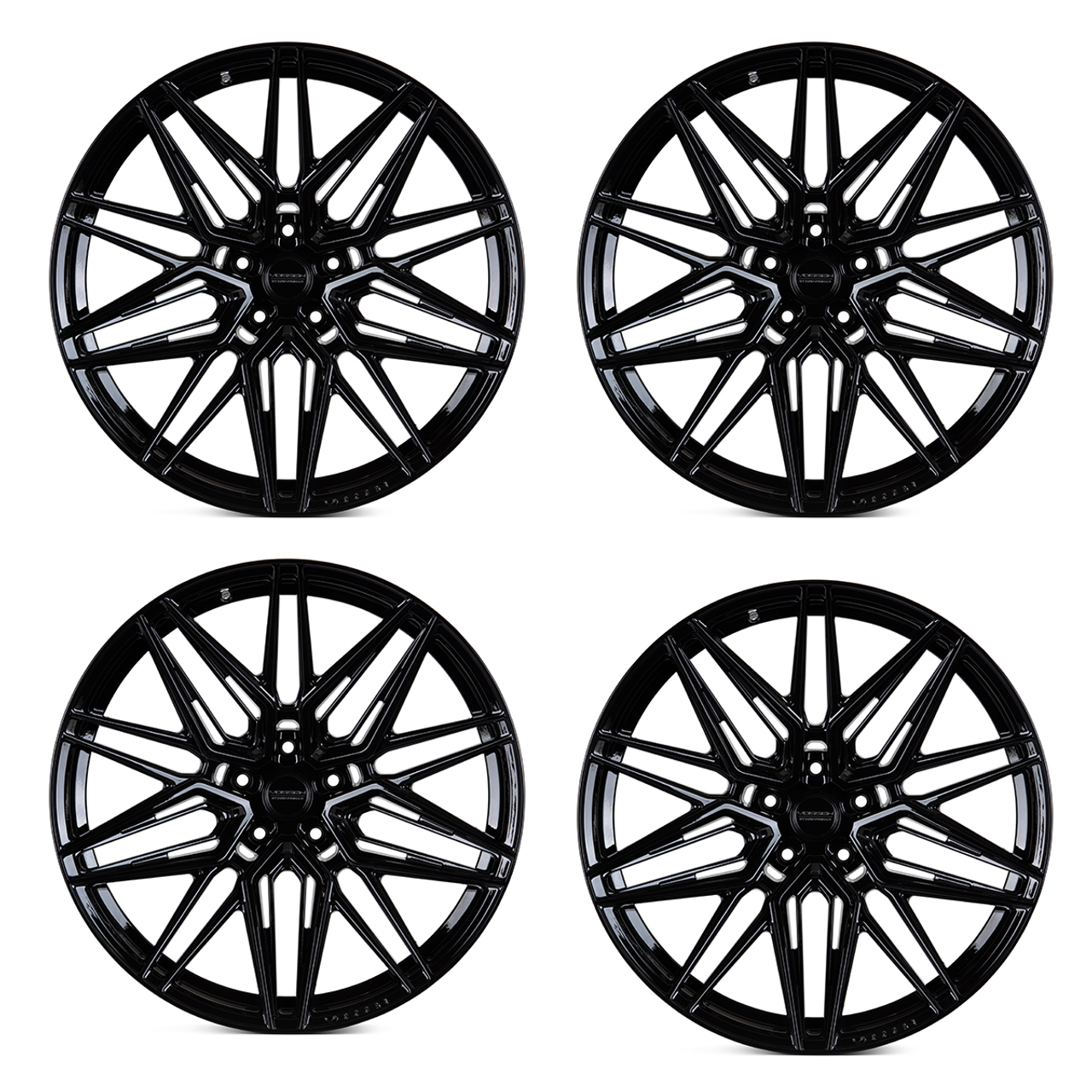 Vossen HF-7 Hybrid Forged Wheel Set, Gloss Black, 20x9.5 +25/20-10.5 +45 :: 2015-2025 Mustang