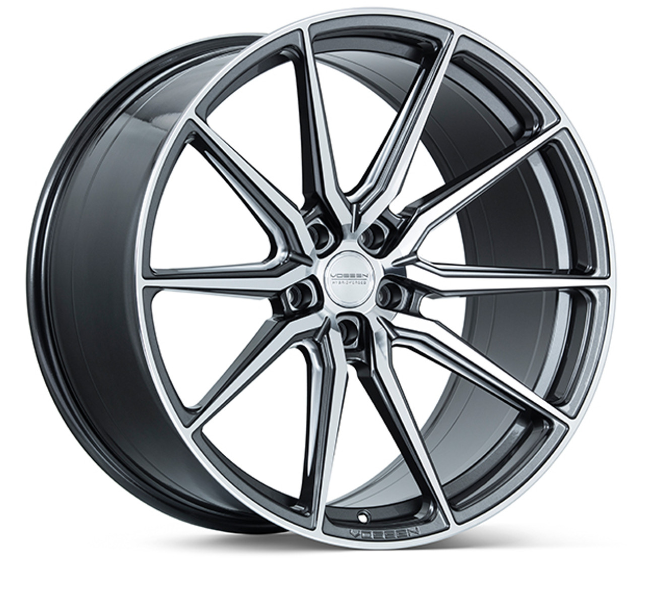 Vossen HF-3 Hybrid Forged Front Wheel, Gloss Graphite Polished, Deep Face, 20x9.5 +25 :: 2015-2025 Mustang